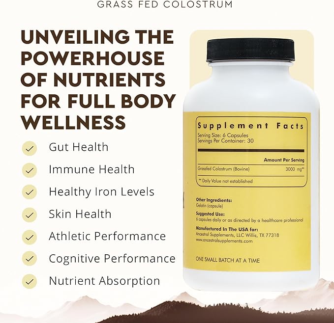 Ancestral Supplements Beef Organs &amp Colostrum Bundle – Supports Immunity Energy Digestion &amp Recovery – Grass Fed Pasture Raised Multivitamin with Liver Heart Kidney Pancreas Spleen &amp