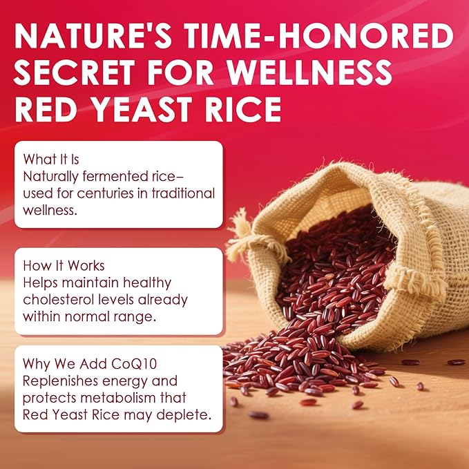 Red Yeast Rice Gummies 600mg &amp CoQ10 200mg for Adult 12-in-1 High Absorption Coenzyme Q10 Supplement Plus Omega 3 PQQ Astaxanthin Methyl B12 Support Brain Energy Immunity Antioxidant 60Ct