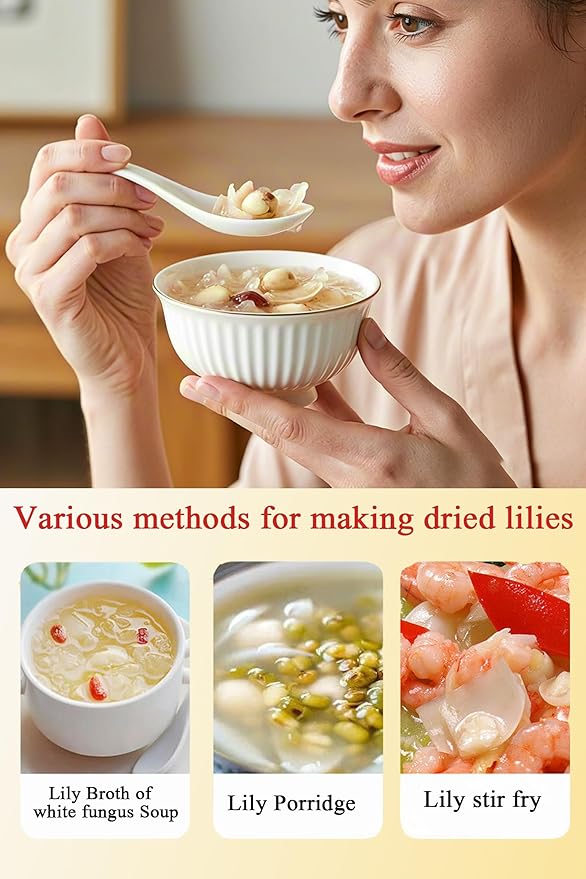 Dried Lily Bulb Bai He 8.5oz/240g Lily Bulbs for Tea Sulfur-free Making Soup and Porridge Chinese Herbal Tea百合干 龙牙百合 天然食用百合