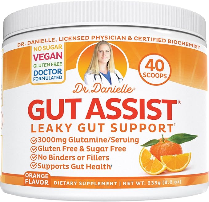 Leaky Gut Support Powder | L-Glutamine Gut Lining Formula | Gut Assist by Dr. Danielle Orange Flavor