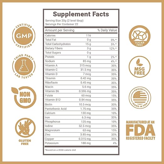 Lewis Labs Fabulous Fiber Powder Supplement | Delicious Quick Dissolve Daily Fiber Powder from Fruits Vegetables &amp Grains Contains Vitamins &amp Minerals Proudly Made in The USA 16 Ounces (2