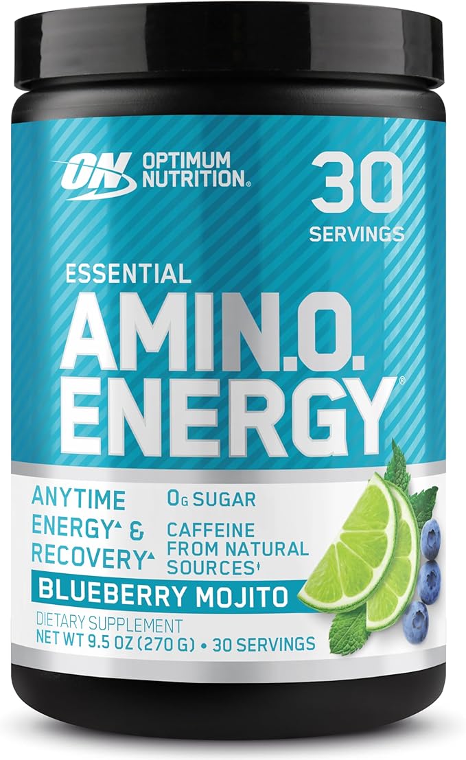 Optimum Nutrition Amino Energy - Pre Workout with Green Tea BCAA Amino Acids Keto Friendly Green Coffee Extract Energy Powder - Blueberry Mojito 30 Servings (Packaging May Vary)