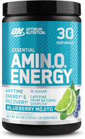 Optimum Nutrition Amino Energy - Pre Workout with Green Tea BCAA Amino Acids Keto Friendly Green Coffee Extract Energy Powder - Blueberry Mojito 30 Servings (Packaging May Vary)