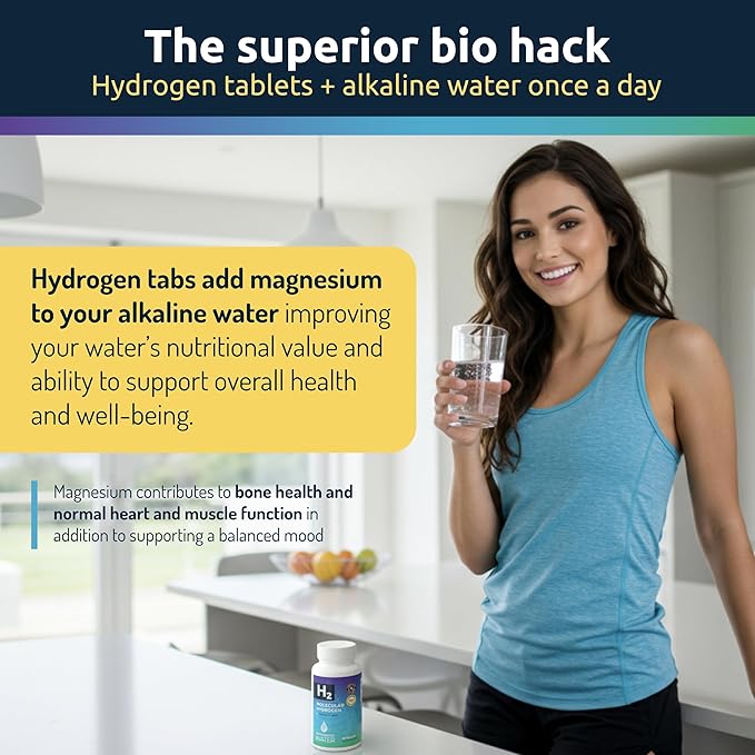 Invigorated Water Flavored Hydrogen Water Tablets with Magnesium - 12 PPM H2 Molecular Hydrogen Tablets for Drinking Water - Supports Energy Brain &amp Cognitive Health Non-GMO (60 servings Raspbe
