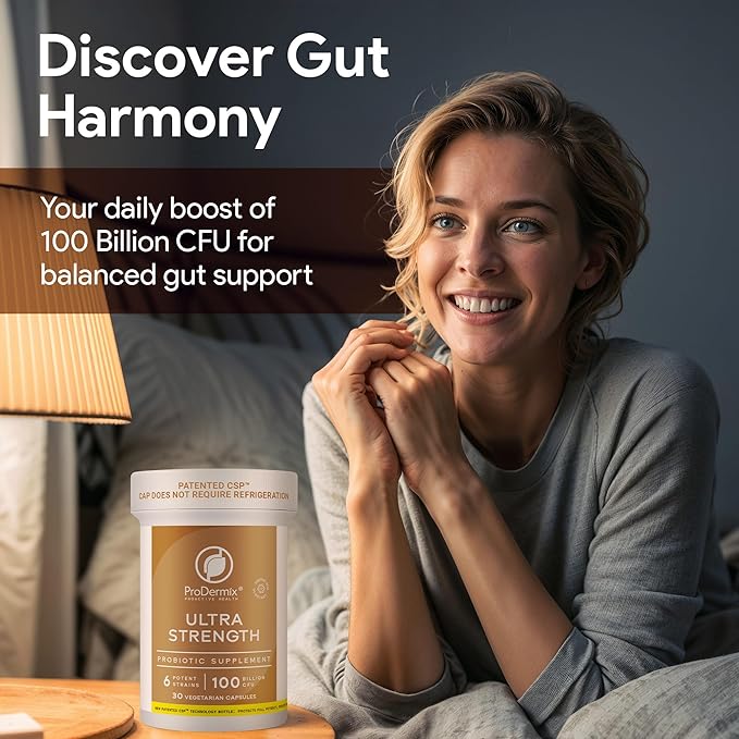 Ultra Strength Probiotic for Men and Women Supports Healthy Gut Immune Digestive and Colon Health 6 Potent Strains 100 Billion CFU Kosher 30 Day Supply