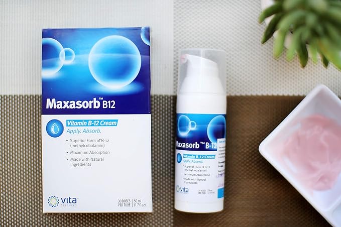 Vita Sciences Vitamin B12 Cream Methyl B-12 Methylcobalamin B12 1000 mcg Energy Health &amp Vibrant Skin Powerful Topical B12 Skin Cream - Helps with Eczema &amp Psoriasis.Energy Like B12 Patch