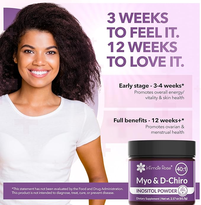 Intimate Rose Inositol Supplement for Women Powder - Myo-inositol &amp D-Chiro Inositol Powder - Hormonal Balance &amp Healthy Ovarian Function Support for Women - Ideal 40:1 Ratio - Made in USA