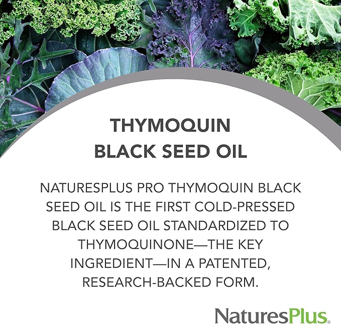 NaturesPlus PRO ThymoQuin Black Seed Oil 500 mg - 60 Softgels - Full-Spectrum Cold-Pressed Oil - Gluten Free - 60 Servings