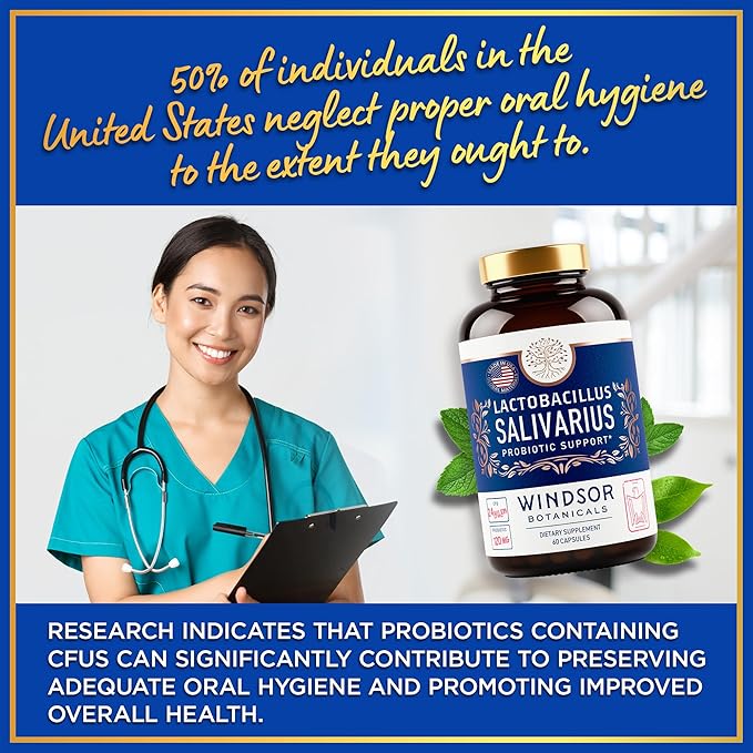 Lactobacillus Salivarius Probiotic - 24bn CFU L Salivarius Dental Probiotics for Teeth and Gums - Bad Breath Treatment for Adults Immune Support Digestive Health - 60 Oral Probiotic Capsules