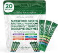 Optimal Human Superfood Greens Powder – 90+ Ingredient Blend with Lion’s Mane Supplement Ashwagandha &amp Turmeric – Non-GMO Soy-Free Mushroom Supplements for Women – 20 Sachets