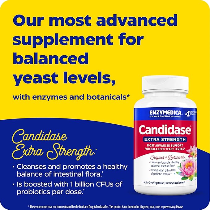 Enzymedica Candidase Extra Strength Support for Balanced Yeast Levels 42 Capsules