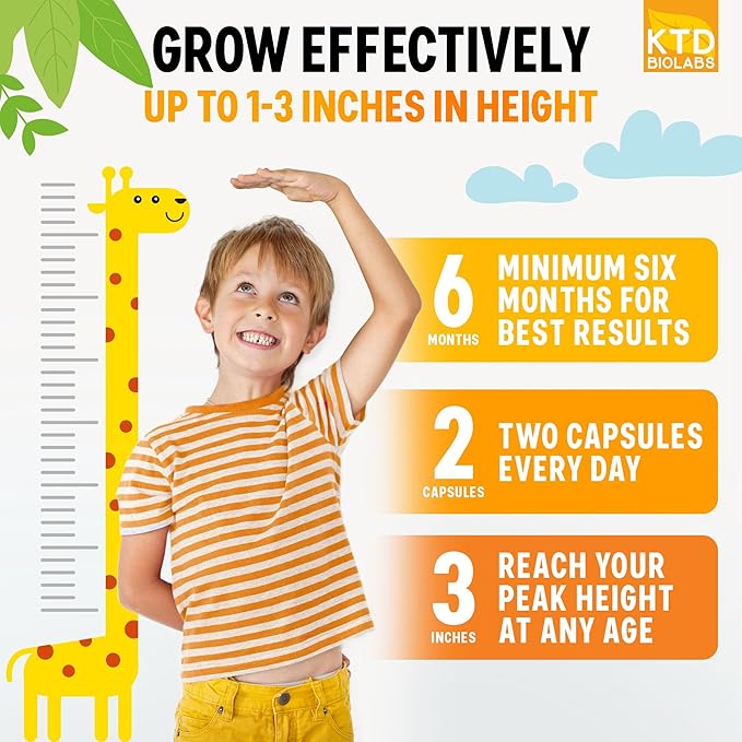 Pack of 2 Height Growth Maximizer - Made in USA - Natural Height Increase Booster &amp Teen Vitamins - Pills to Grow Taller at Any Age - Bone Growth Supplement for Adults &amp Kids - 120 capsules