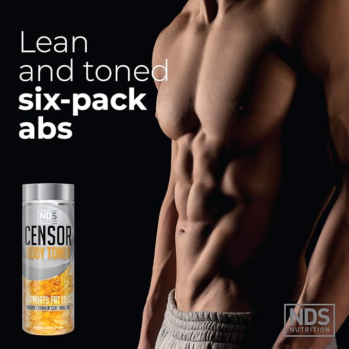 Censor NDS Nutrition Fat Loss and Body Toner with CLA Fish Oil Safflower and Omega 3-6-9 Blend - Dietary Supplement for Improved Energy Metabolism and Health - 180 Softgels