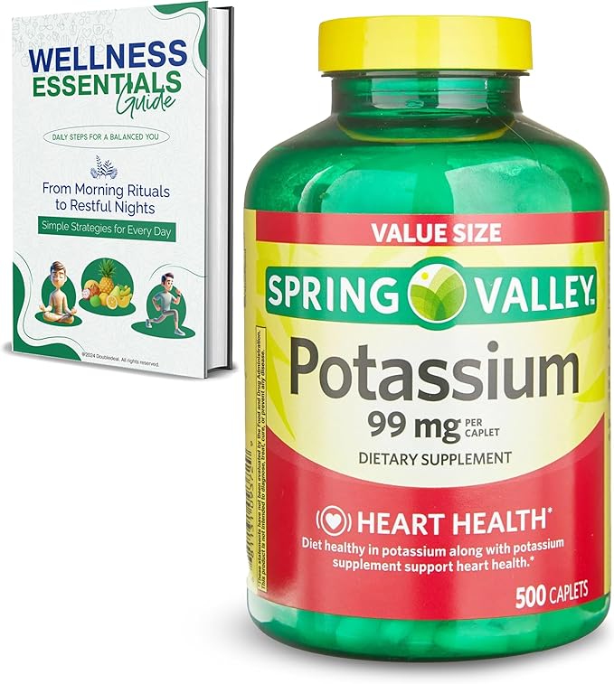 Potassium Supplement | Potassium | 500 Count Value Size | 99 mg is Formulated to Promote a Healthy Heart | Maintenance PH Balance Muscle and Nerve Cell Function | Potassium Gluconate