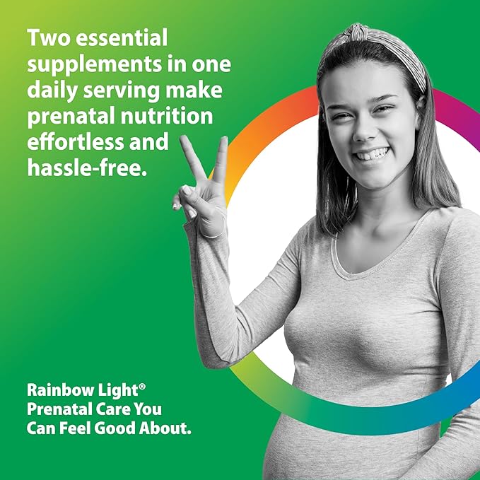 Rainbow Light Prenatal DHA Vitamins for Women | 30 Caplets &amp 30 Softgels | Omega-3 Fish Oil (DHA &amp EPA) | Support for Mom &amp Baby