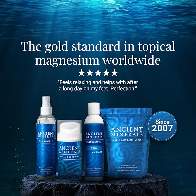 Ancient Minerals Magnesium Oil Ultra with OptiMSM Refill 33.8 oz. - Pure Genuine Zechstein Magnesium Chloride Supplement with MSM - Best Topical Skin Application for Dermal Absorption