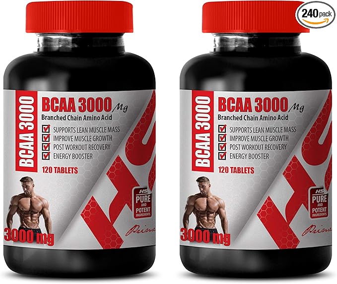Muscle Pump Supplements - BRANCHED Chain Amino Acid - BCAA 3000MG - bcaa unflavored Natural - 2 Bottles 240 Tablets