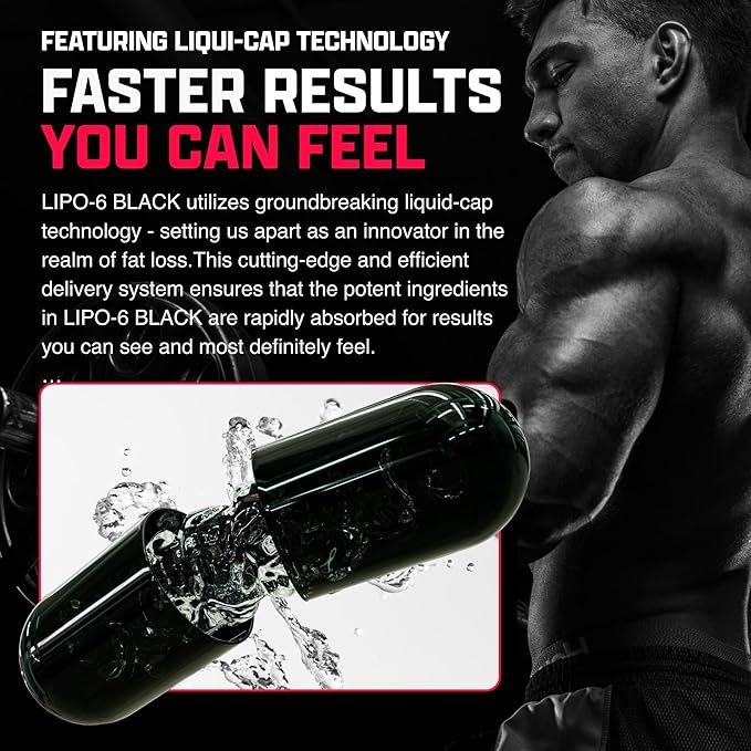 Nutrex Lipo-6 Black Max Strength Fat Burner - Fast Acting Energy Weight Loss Diet Pills – Appetite Suppressant Metabolism Booster - 120 Capsules
