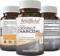 PURELY beneficial Activated Coconut Charcoal 1200mg 180 Capsules - Pills for Digestive System Bloating Vegan (1bottle)