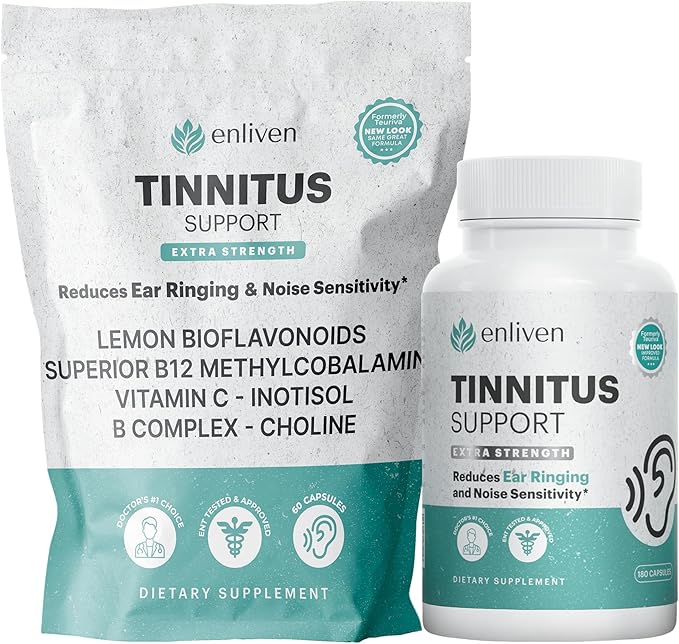 Tinnitus &amp Liver Support Supplement | Formula for Ringing Ears Focus Detox &amp Digestion | Bioflavonoids Milk Thistle &amp B12| Supports Auditory &amp Liver Health | 60 Capsules flavonoid E