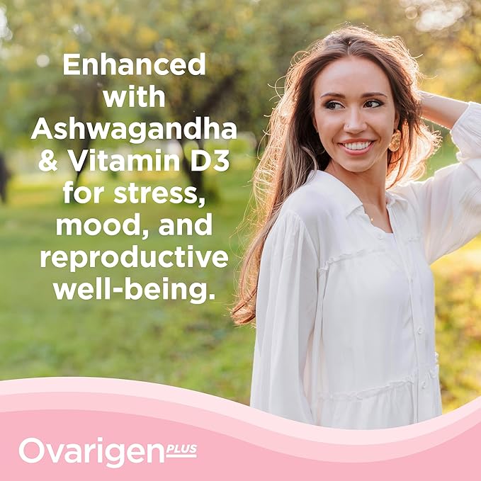CalmCo Ovarigen Plus Myo-Inositol &amp D-Chiro Inositol Supplement for Women – 40:1 Powder with Folic Acid Ashwagandha &amp Vitamin D3 Fertility Supplements for PCOS Ovarian Support (60 Sachets)