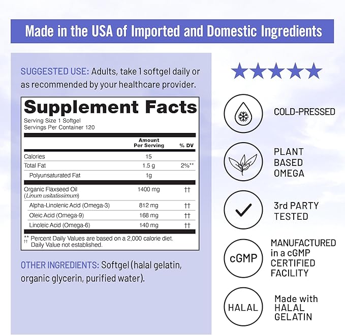 NatureWise [1] Flaxseed Oil 1400 mg - Cold Pressed Flaxseed Oil - 120 Softgels[120-Day Supply] + (Pack of 4) CoQ10 100mg + Black Pepper High Absorption - 30 Softgels[30-Day Supply]