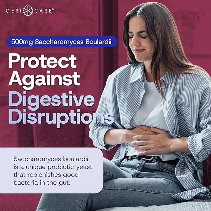 S. Boulardii Probiotic Saccharomyces Boulardii - Probiotics for Digestive Health for Women &amp Men - 500mg - Compare to The Active Ingredient in Florastor Probiotic Gut Formula (50 Capsules) (12 Pac