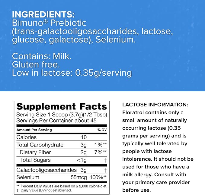 Medtrition Floratrol™ Prebiotic Fiber Powder for Digestive Health – Bimuno® GOS Prebiotic + Selenium – Supports Gut Health &amp Regularity – Dissolves Clear and Fast No Grit or Taste Small Serving