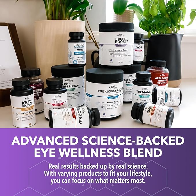 Real Science Glaucomol Miracle - Natural Eye Vitamins &amp Eye Supplements for Optic Nerve &amp Ocular Circulation Support – with Vitamins C D &amp B12 for Vision Clarity &amp Eye Comfort – Made