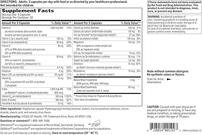 SFI Health Klaire Labs Prenatal &amp Nursing Multivitamin - Postnatal &amp Prenatal Vitamins for Women with Iron - Complete Nutritional Support During Preconception Pregnancy &amp Breastfeeding (9