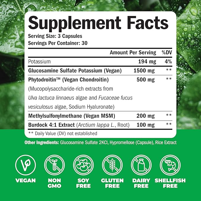 Vegan Glucosamine Chondroitin MSM Joint Support Supplement &amp Complete Multivitamin for Men