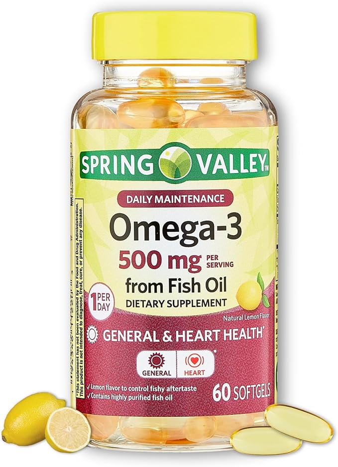 Omega 3 500mg- Fish Oil Softgels 60 Count (Pack of 1)