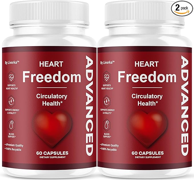 (2 Pack) Heart Freedom - Heart Freedom Capsules Official HeartFreedom Pills All Natural Ingredients - Maximum Strength Premium Advanced Formula Support Health &amp Wellness 120 Capsules for 2 Mont