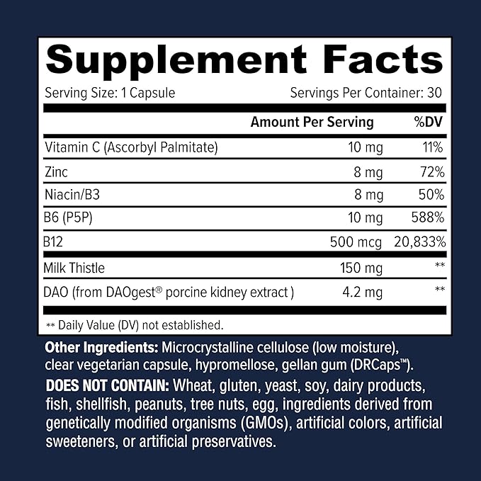 Option One B4U Drink - DAO Enzyme Plus Liver Support - 30 Caps - Diamine Oxidase
