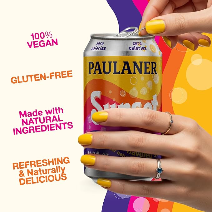 Paulaner Sunset Zero Orange Cola Soft Drink | Fruity European Zero Calorie Sugar-Free Spezi Orange Cola Made in Germany | Vegan and Gluten-Free | 11.2 fl oz (330mL) Cans | 12-Pack Case of Soda