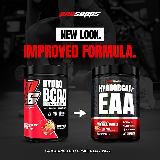 ProSupps HydroBCAA Essential Amino Acids Powder Fruit Punch - Workout Supplement with BCAA EAAs &amp Electrolytes for Hydration &amp Recovery - Stimulant-Free Soy &amp Gluten-Free - 30 Servings