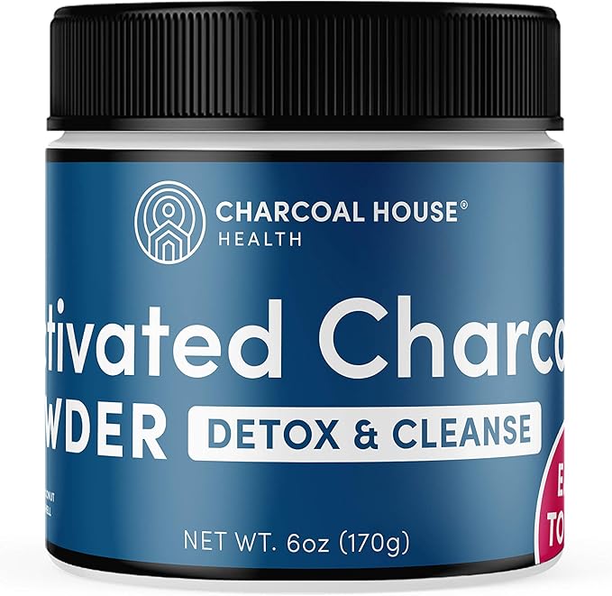 Charcoal House Detox and Cleanse USP Medical Grade Coconut Shell Activated Charcoal Powder - With High Adsorptive &amp Fast Acting Capacity - Powdered Naturally Detoxifying- 6 oz