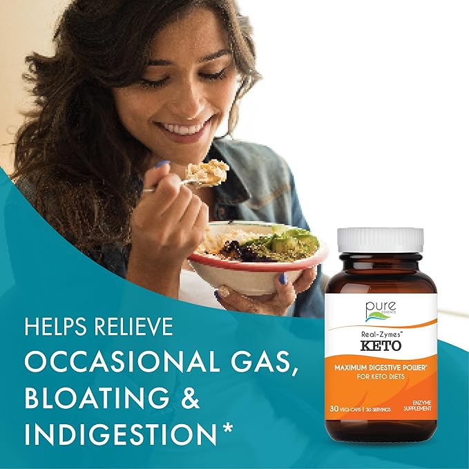 Real-Zymes™ KETO Digestive Enzymes Supplement with Probiotics for Better Digestion - Natural Support for Relief of Bloating Gas Belching Diarrhea Constipation IBS etc. - 30 Caps
