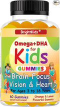 BrightKids Omega 3 Focus Gummies for Kids &amp Teens – Kids Focus and Attention Supplements for Memory &amp Learning – Focus Gummies for Teens Omega DHA Supplement Fruity Flavor (60 Gummies)