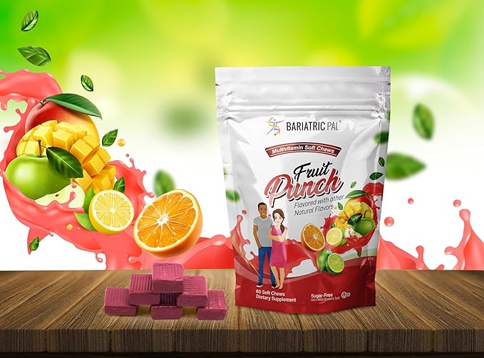 BariatricPal Iron-Free Multivitamin Soft Chew - Fruit Punch (60 Count)