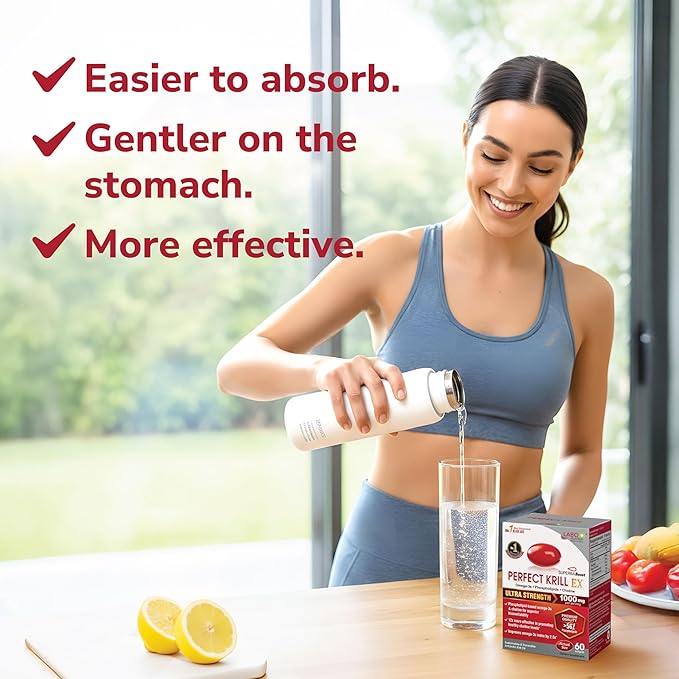 LABO Nutrition Perfect Krill EX 1000mg Antarctic Krill Oil Omega 3 EPA DHA Highest Phospholipids (Over 56%) with Choline Astaxanthin | Heart Brain Eye Joint Health Made in USA 60 softgels