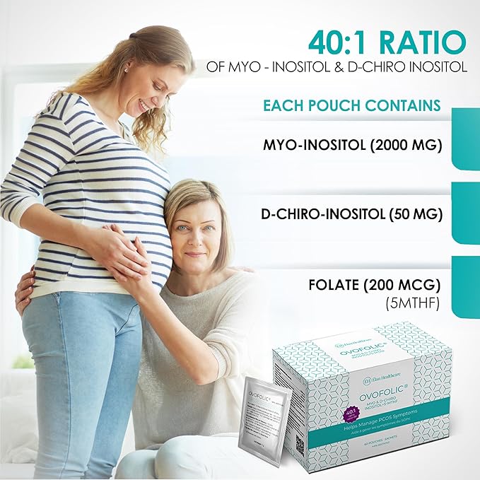 Inositol Supplement - Myo-Inositol and D-Chiro Inositol Plus Active Folate- Ideal 40:1 Ratio - Hormone Balance &amp Healthy Ovarian Support for Women- 60 sachets (60)