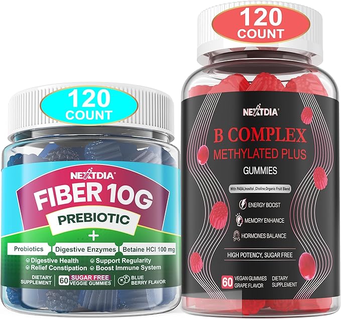 Fiber Gummies for Adults + Vitamin B Complex Gummies for Women