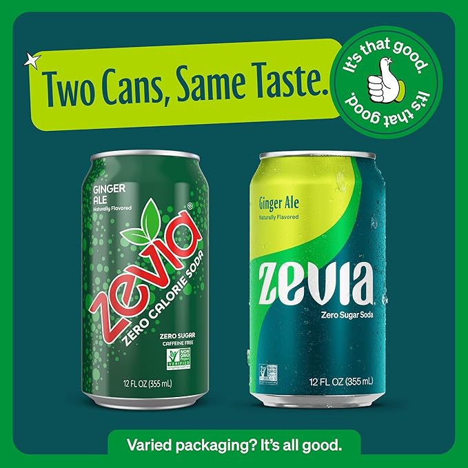 Zevia Zero Calorie Soda Ginger Ale 12 Ounce Cans (Pack of 20)