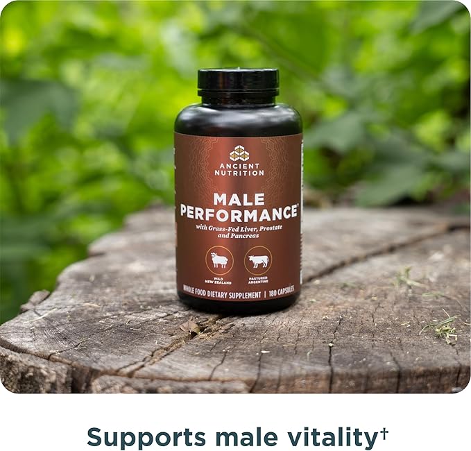 Ancient Nutrition Organ Supplements for Men Grass-Fed and Wild Organ Complex Capsules Liver Prostate Pancreas Supports Male Performance Healthy Aging 180 Ct