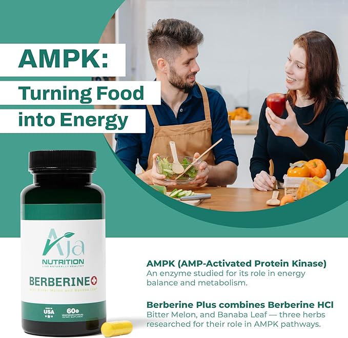 Berberine Plus – Triple Action Metabolic Support with 97% Pure Berberine HCL 1000mg Daily Serving – Activates AMPK for Glucose Metabolism Energy &amp Digestive Support – 60 Vegan Capsules