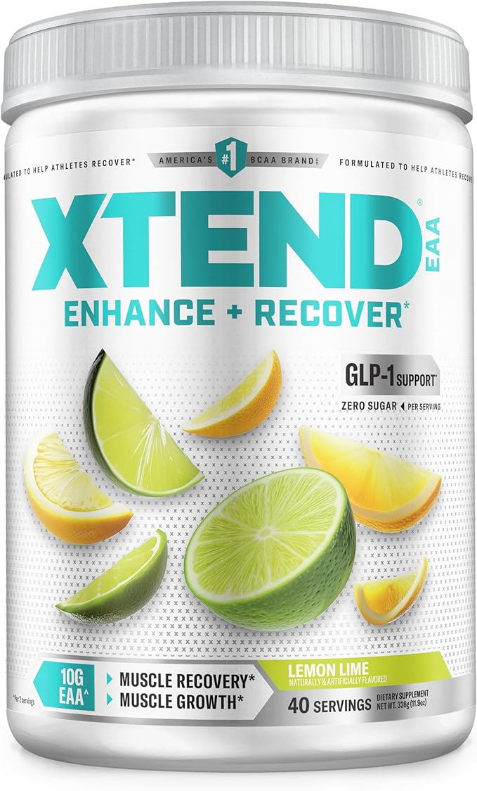 Xtend Scivation EAA + BCAA Powder | Muscle Recovery &amp Lean Muscle Growth | 9 Essential Amino Acids for Intra Workout or Post Workout Recovery | 10g EAAs Per 2 Servings | Lemon Lime 40 Servings
