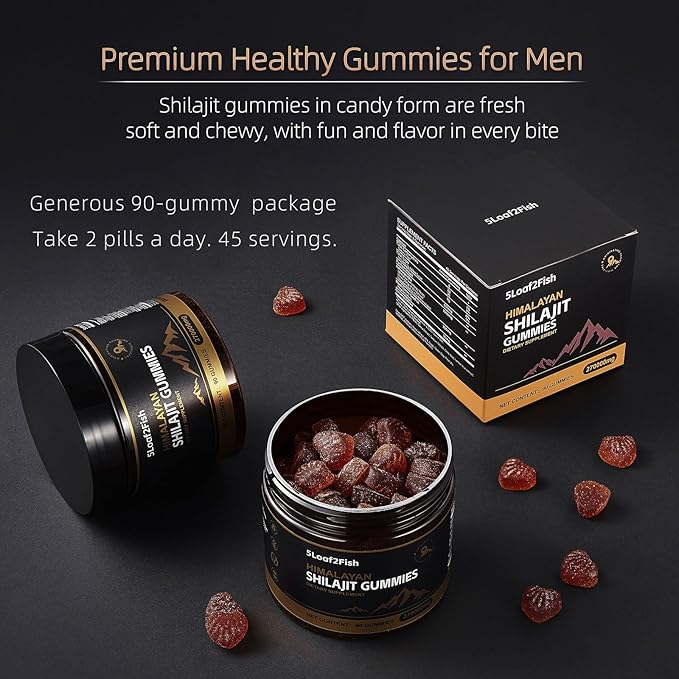 Organic Shilajit Gummies Pure Himalayan Shilajit Gummies For Men Supplement Gold WomenNatural 85+ Trace Minerals Ashwagandha Black Seed Oil Extract 90 Gummies