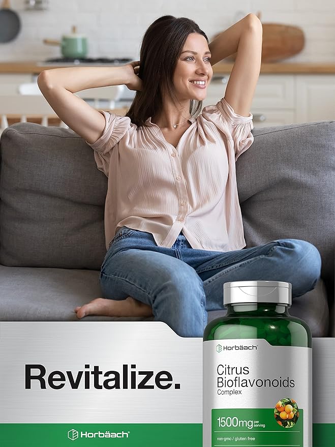Horbäach Citrus Bioflavonoids Supplement | 1500mg | 300 Caplets | Vegetarian Non-GMO and Gluten Free Formula | Value Size