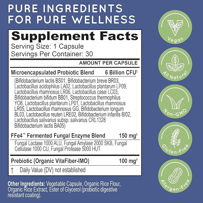 Essential Source TriActive Biotics Daily Care – Probiotics for Women and Men 6 Billion CFU with Prebiotic Blend – Daily Digestive and Immune Support Gut Health Supplement – 30 Capsules
